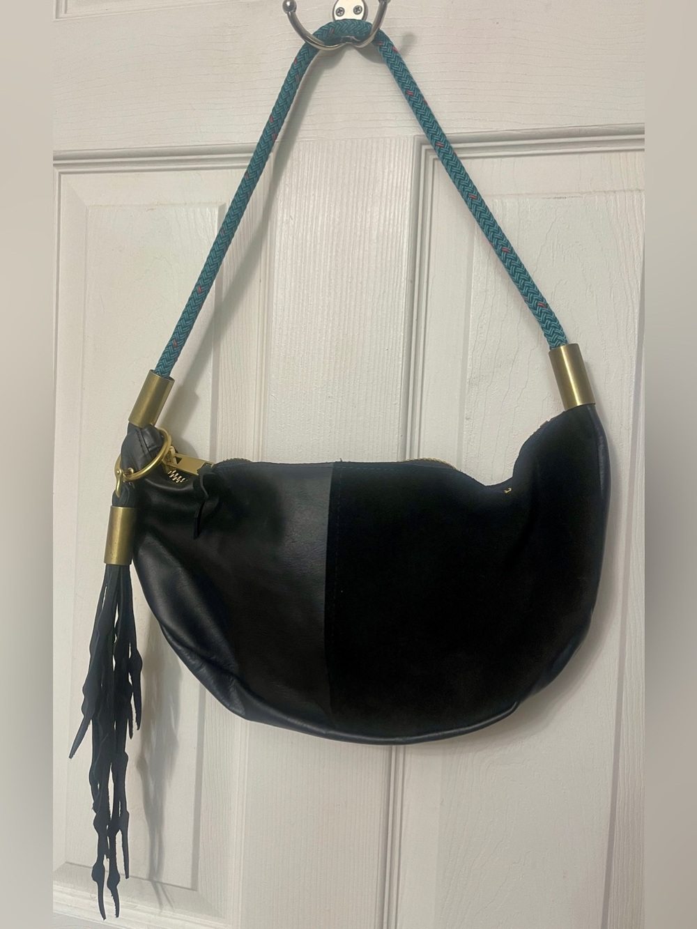 Wildwood Oyster Sling with Seaweed Tassel Black Leather & Suede + Dustbag - Picture 5 of 15